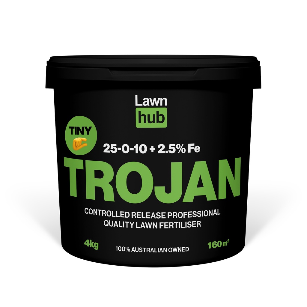 Lawnhub Tiny Trojan Lawn Fertiliser 4kg 25:0:10+2.5% Fe